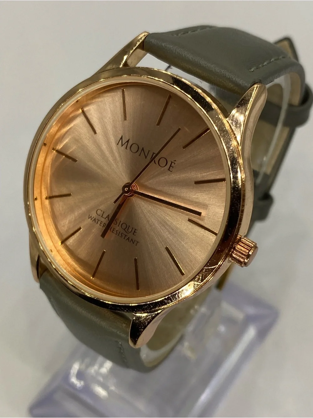 Men’s *** Monroe Classique Rose Gold Watch /  Olive Leather Strap ***